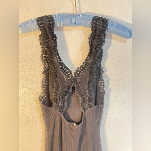 $198 FREE PEOPLE SEXY BOHO Lace Trim Tank Double Slit Maxi Dress - Picture 6 of 7